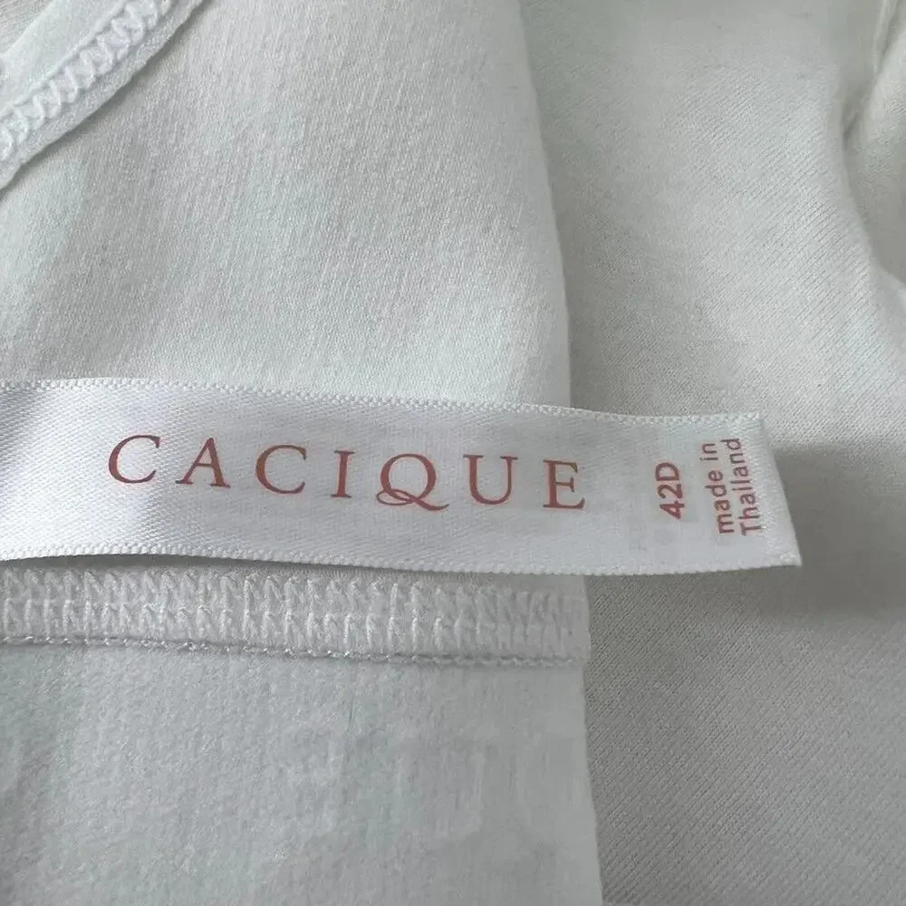 Lane Bryant Cacique White Cotton Lightly Lined No-Wire Full Coverage Bra 42D